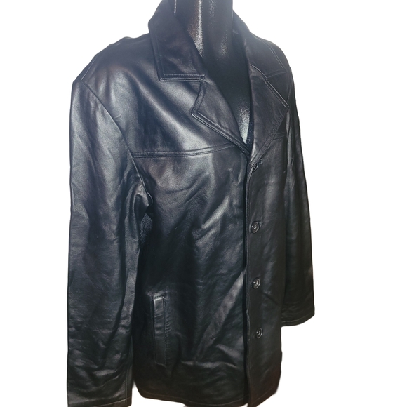 Catalini Men's Classic Black Button Up Leather Jacket S - Picture 3 of 7